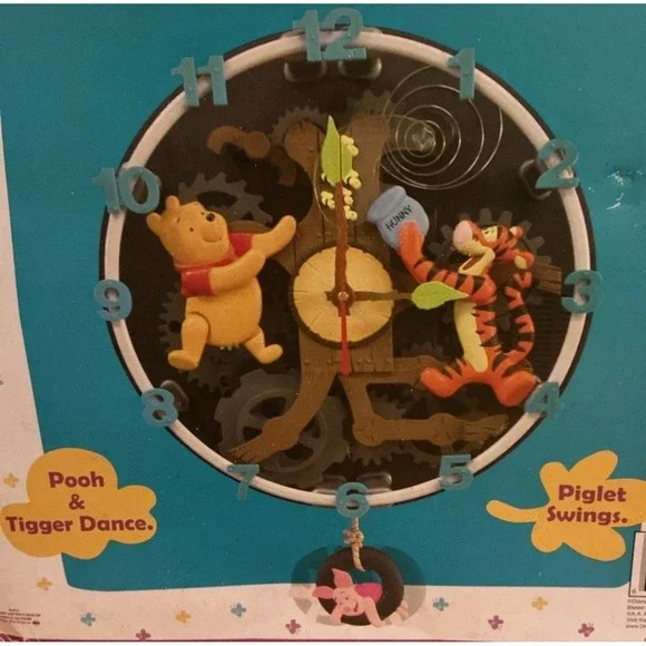 Disney Pooh And Friends Animated Musical Wall Clock In Box Vintage RARE